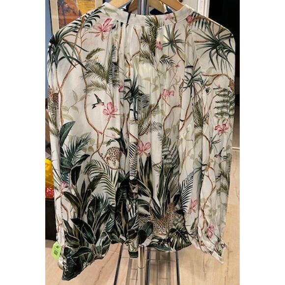 H&M Jungle Animal Print Jaguar Cat Oversized Tunic Blouse Flowy Tropical NWT 14 - Picture 12 of 15